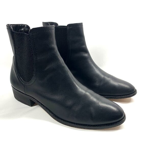 Karl Lagerfeld Mirla Chelsea Boots Black Leather Pointed Toe Pull On Size 8 - Picture 1 of 13